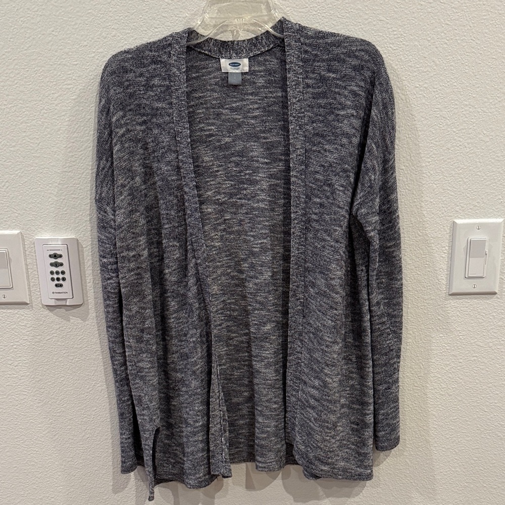 Old Navy Women's Heathered Blue Open-Front Sweater